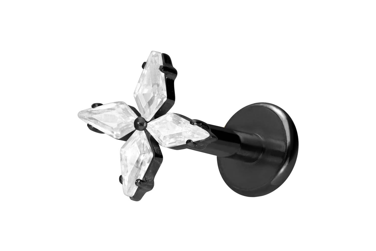 Titan Labret Piercing mit Innengewinde KRISTALLSTERN